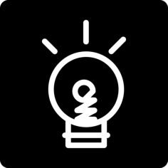 Light Bulb Doodle On A Square Black Background Vinyl Cutting Svg File, Free Vectors File